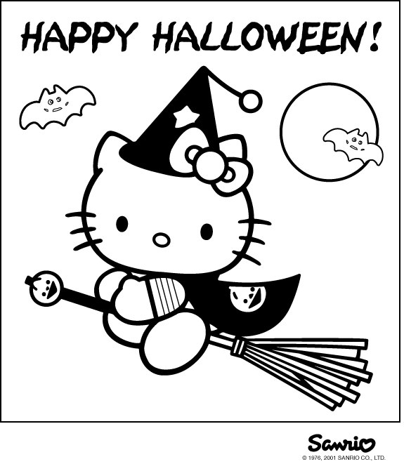 Halloween Hello Kitty Coloring Page