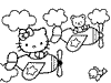 Flying Hello Kitty Coloring Page 