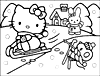 Hello Kitty in the winter Coloring