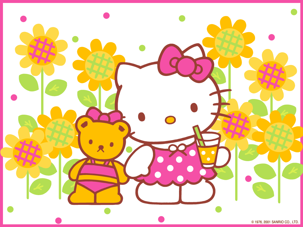 Hello Kitty Wallpaper with sunflowers
