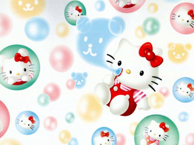 Hello Kitty Wallpaper Colorful Bubbles