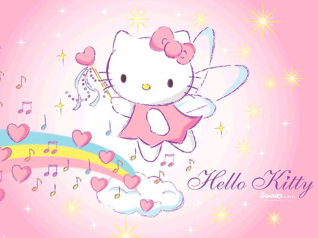 Cute Pink Hello Kitty Wallpaper rainbow fairy