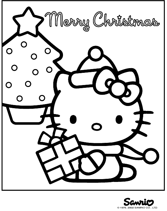 Christmas Hello Kitty color sheet 