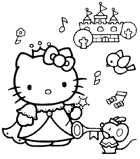 Hello Kitty coloring page making music