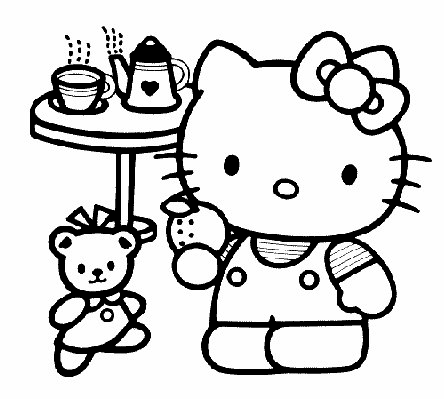 Hello Kitty teaparty Coloring Picture 