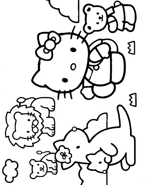 Hello Kitty in the zoo Colouring Page 