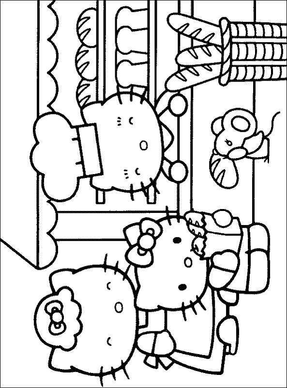Printable Hello Kitty Coloring picture  bakery