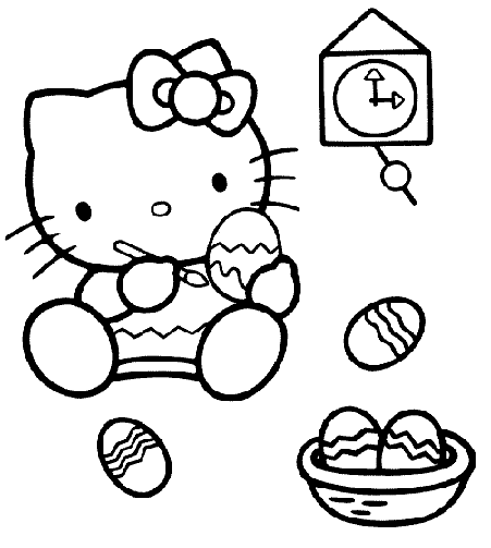 Hello Kitty Easter egg Coloring Picture 