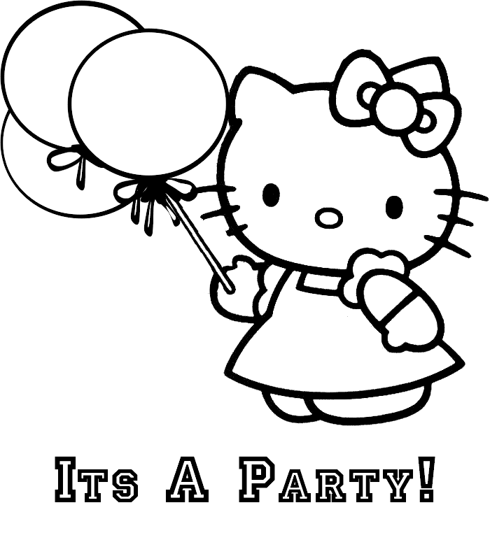 Its a party! Hello Kitty coloring picture