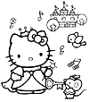 Hello Kitty coloring page making music