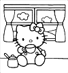 Hello Kitty drinking tea Coloring Picture 