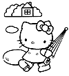 Hello Kitty with umbrella Coloring Sheet Picture