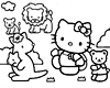 Hello Kitty in the zoo Colouring Page 