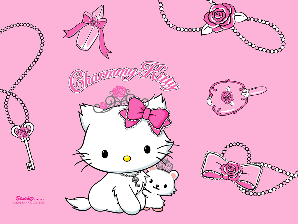 Free Pink Hello Kitty Wallpaper with a cute cat